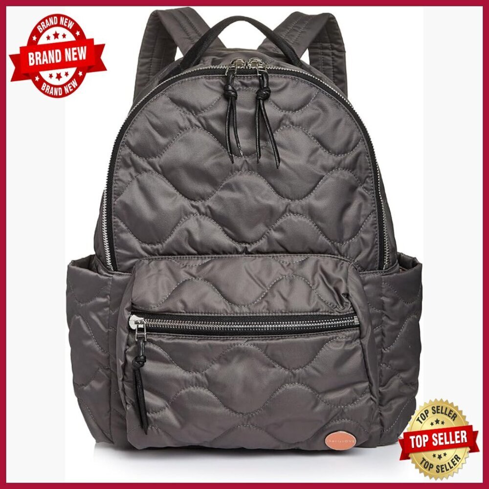 Quilted Nylon Travel Backpack with Laptop Pocket and Trolley Sleeve
